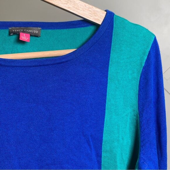 Vince Camuto Green Blue Colorblock Sweater Size Large - Picture 5 of 9